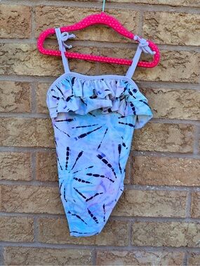 💫10/$25 • George Tie-Dye Ruffle One-Piece Swimsuit - Pastel Blue